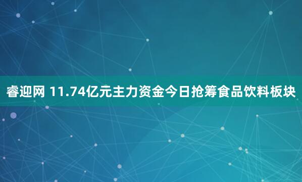 睿迎网 11.74亿元主力资金今日抢筹食品饮料板块