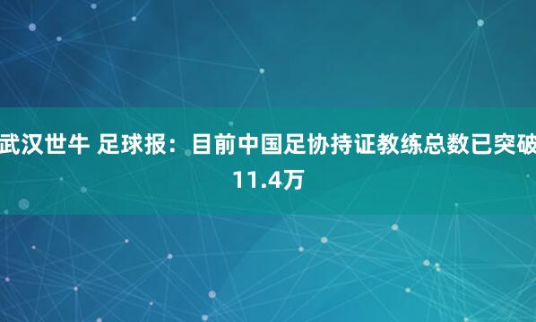 武汉世牛 足球报：目前中国足协持证教练总数已突破11.4万