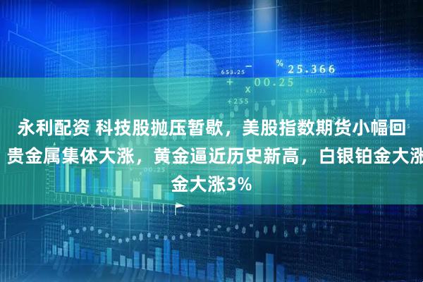永利配资 科技股抛压暂歇，美股指数期货小幅回血，贵金属集体大涨，黄金逼近历史新高，白银铂金大涨3%