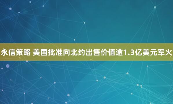 永信策略 美国批准向北约出售价值逾1.3亿美元军火